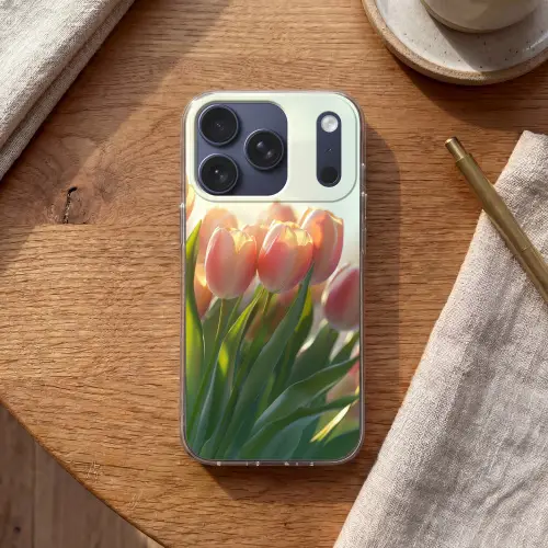 Tulpen - Roze - Zonnestralen Telefoonhoesje iPhone 17 Pro klein -sfeer1