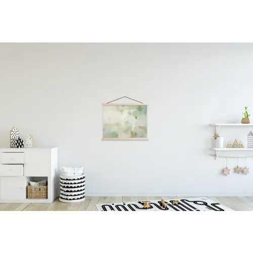 Abstract - Kunst - Wit - Groen - Modern textielposter latten blank klein -kinderkamer