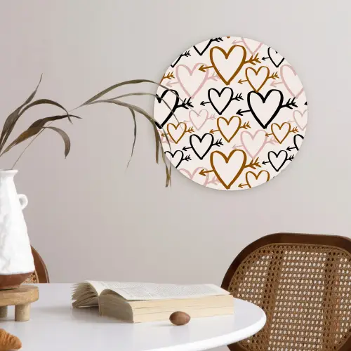 Hartjes - Pijl - Patroon - Terracotta Wandcirkel plexiglas klein 852 -sfeer4