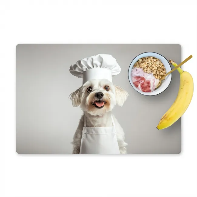 Hond - Wit - Kok Placemat vinyl groot -zzzproduct_Kitchenyeah-website