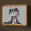 Portret - Vrouw - Zonnebril - Verfdruppels Light Box met batterij (Wandlamp) middel -z3d_website