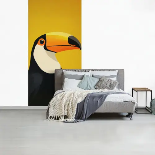 Toekan - Minimalistisch - Snavel - Oranje fotobehang vinyl groot -slaapkamer