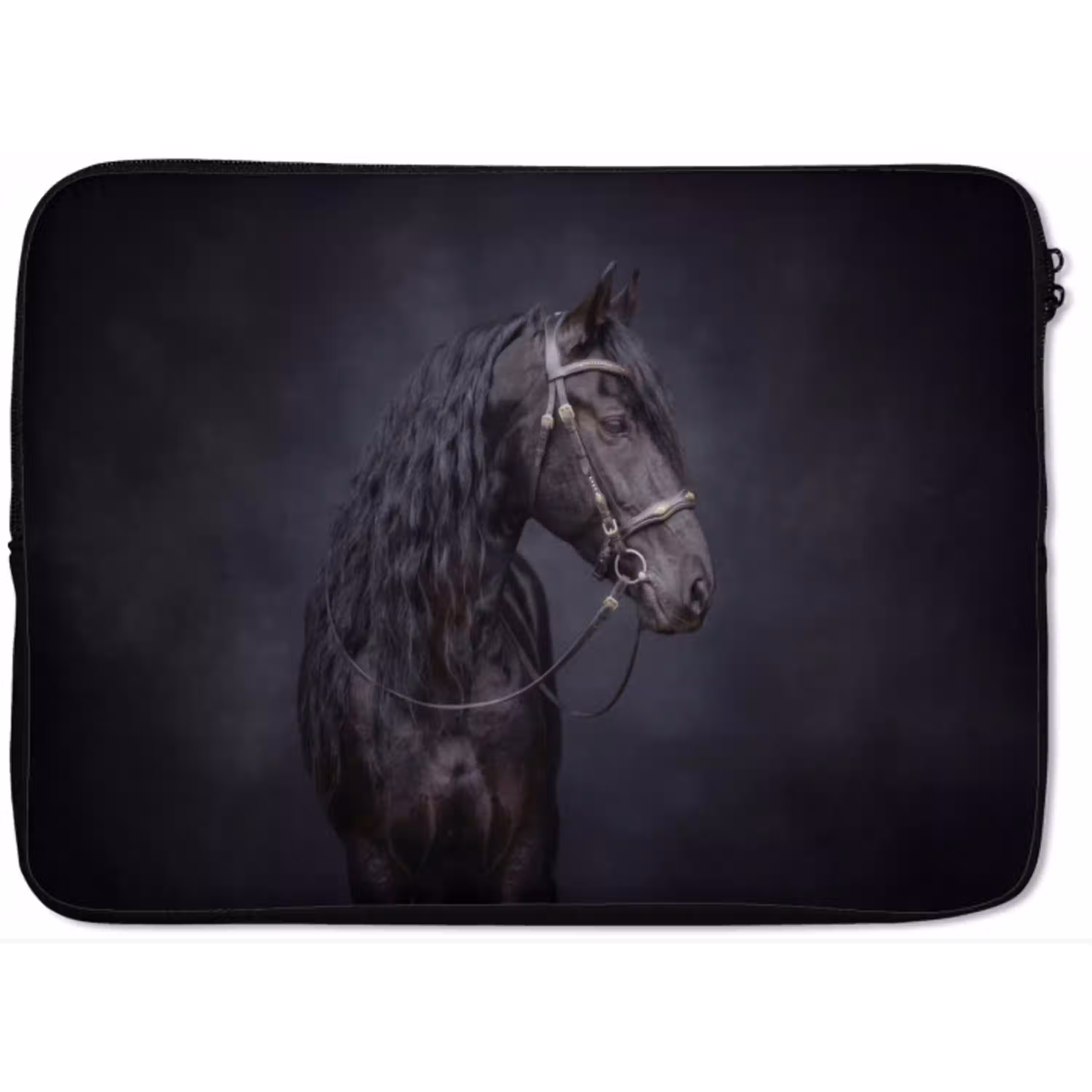 Portret - Paard - Donker laptophoes neopreen klein -zkaufland3dotto