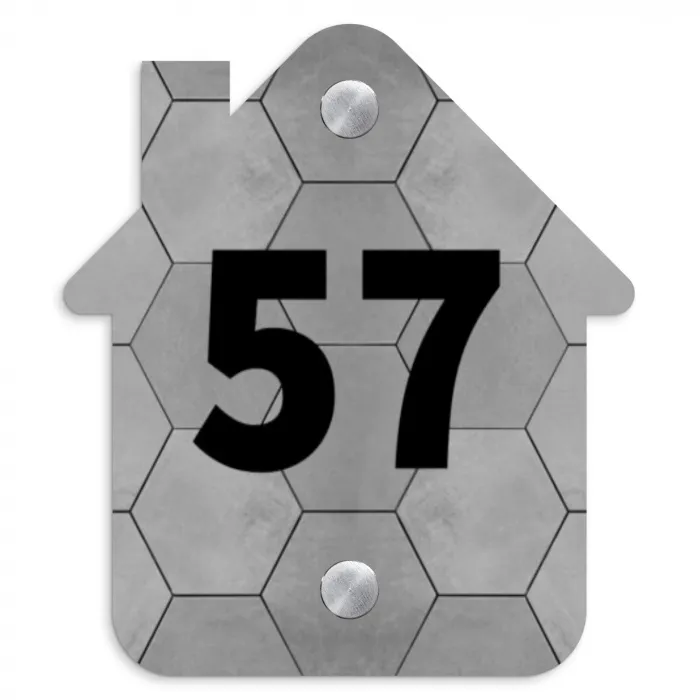 Grijze tegels - Traditioneel Naambord Huisje klein -3d