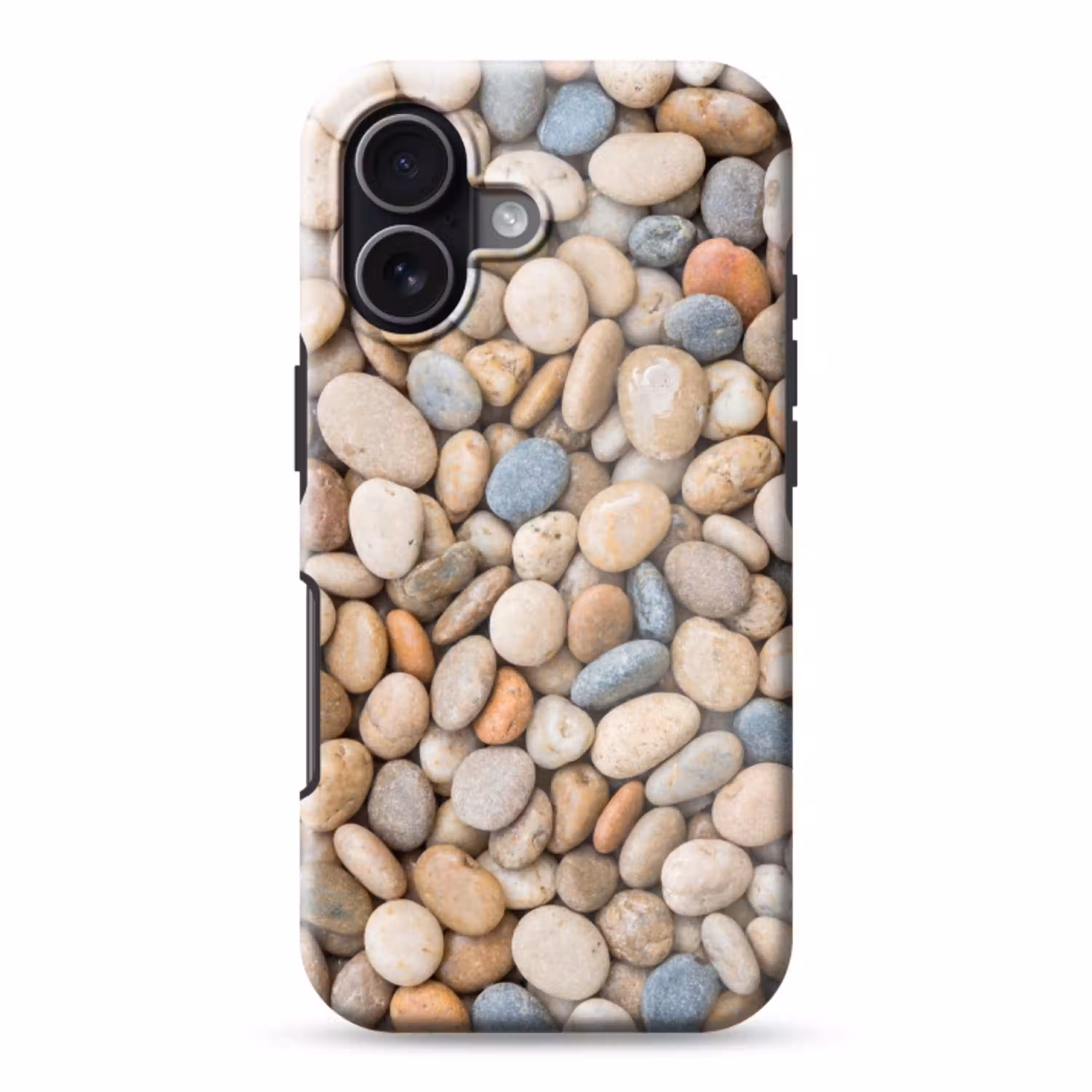 Kiezelstenen - Natuur - Textuur - Beige - Grijs Toughcase MagSafe Apple iPhone 17 klein -3d