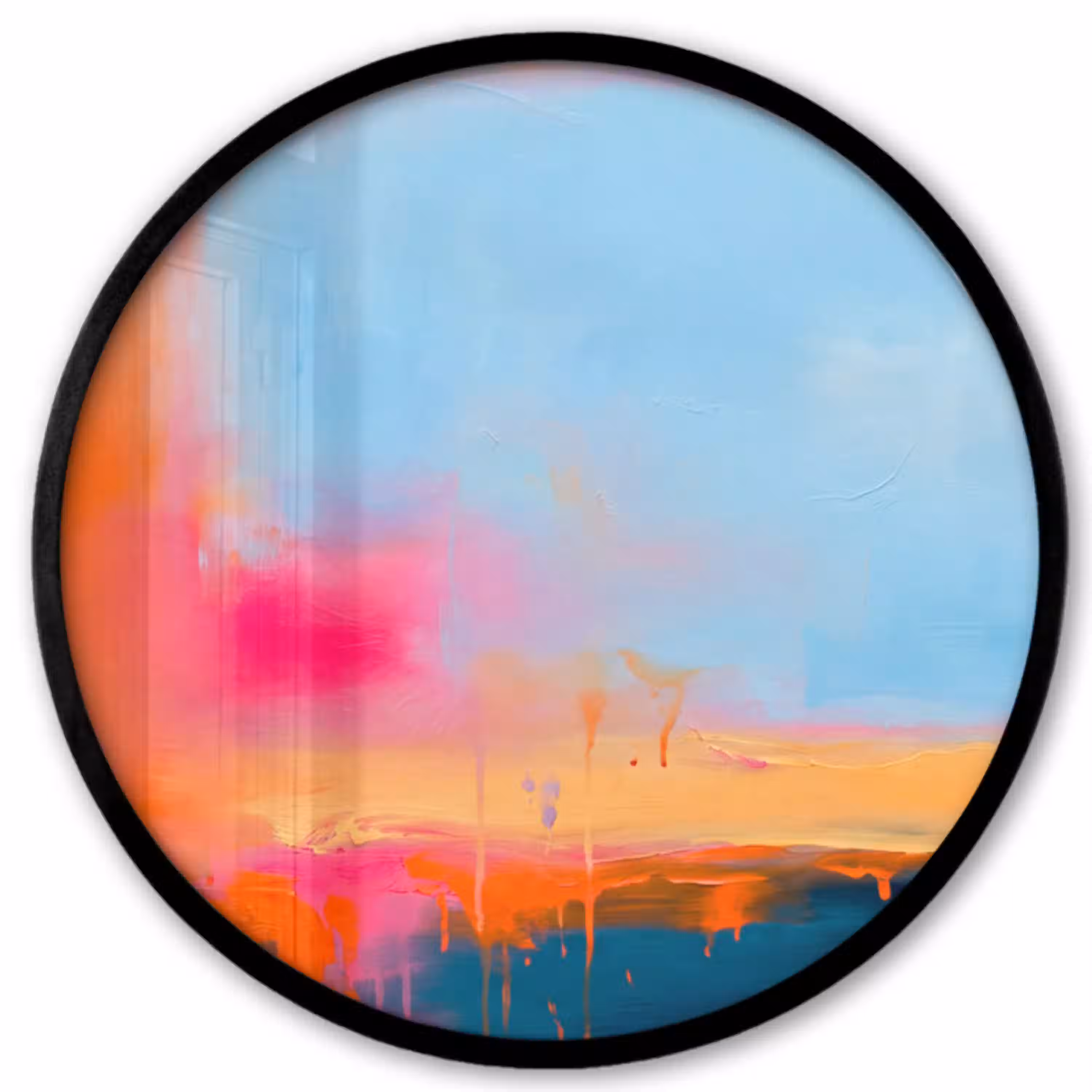 Abstract - Kleurvlakken - Modern - Oranje - Blauw Fotolijst rond zonder passe partout klein -3d