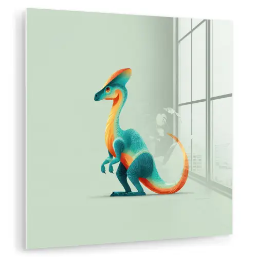 Staart - Dino - Minimalistisch - Blauw plexiglas 5mm klein -zzzproduct_nieuw
