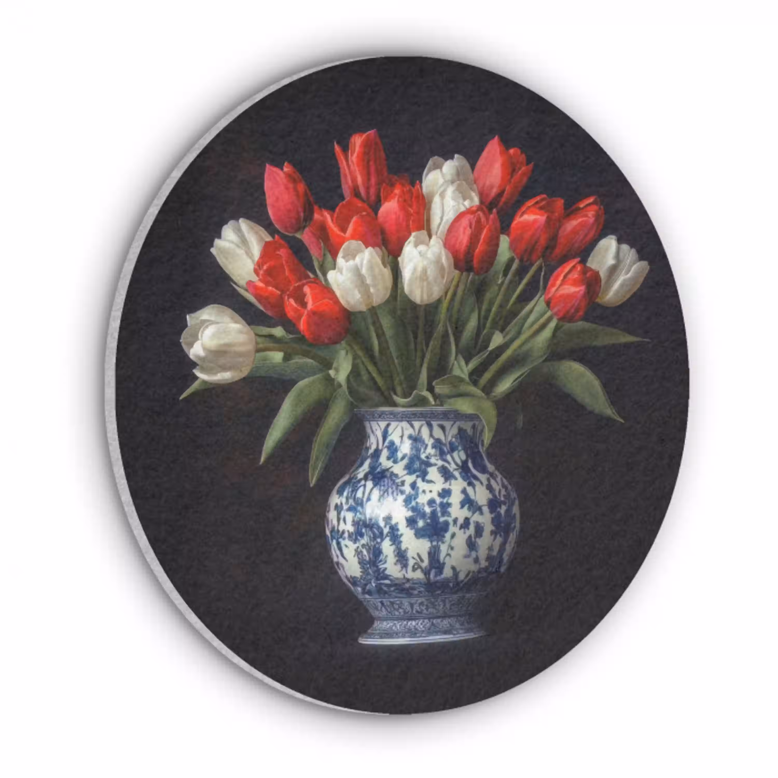 Rode - Bloemen - Tulpen - Vaas Akoestische PET Vilt - Rond klein -3d