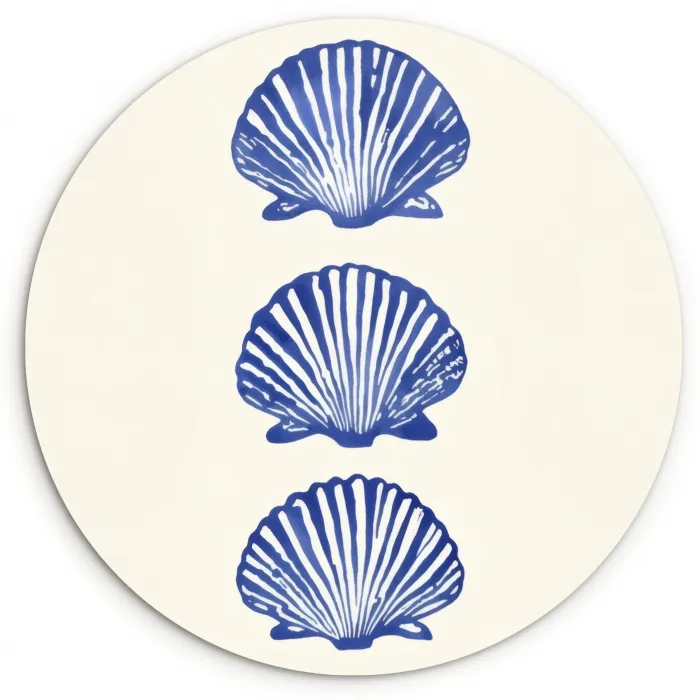 Schelpen - Blauw - Patroon Wandcirkel kunststof plaat 5mm dik klein -3d
