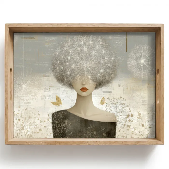 Pluis - Vrouw - Beige Dienblad Rechthoek middel -z3d_shopping