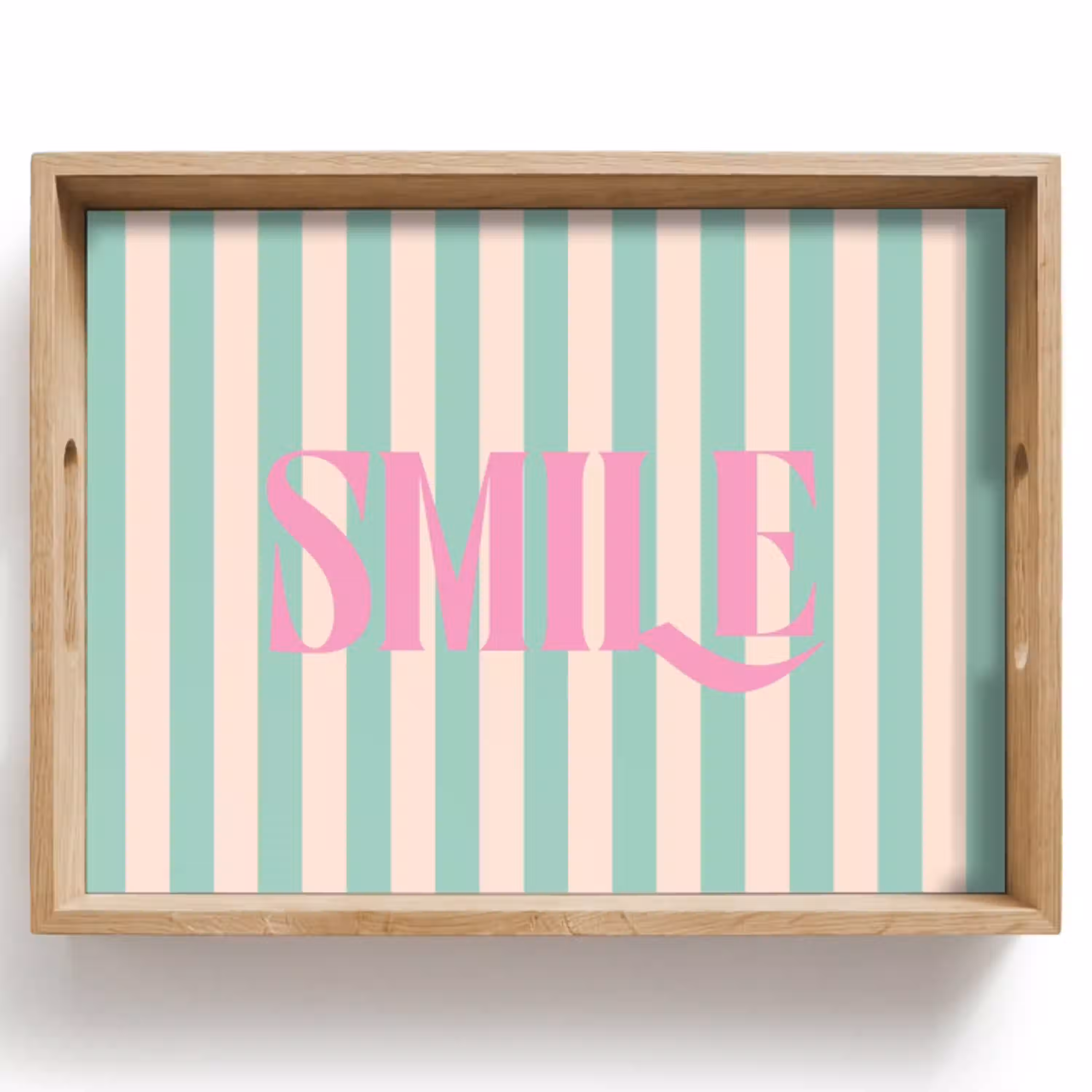 Roze - Groen - Strepen - Smile Dienblad Rechthoek middel -z3d_shopping