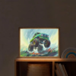 Monstertruck - Auto - Jongens - Groen Light Box met batterij (Wandlamp kind) middel -sfeer1_kind