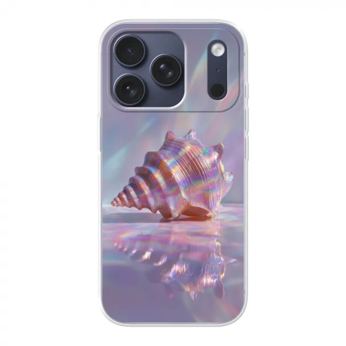Schelp - Glanzend - Regenboogtinten Telefoonhoesje iPhone 17 Pro klein -3d