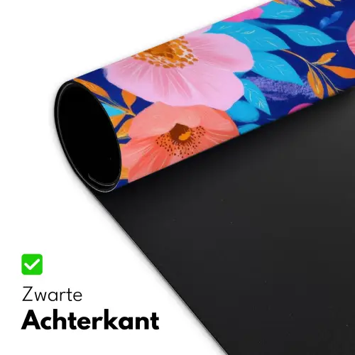 Bloemen - Blauw - Roze Muismat XXL klein -sfeer2