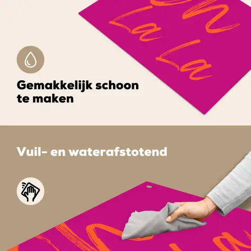 Oh la la - Oranje - Roze Inductie beschemer met haakjes klein -ky-schoon-nl
