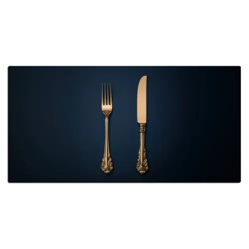 Bestek - Donkerblauw - Goud Muismat XXL klein -3d_leeg