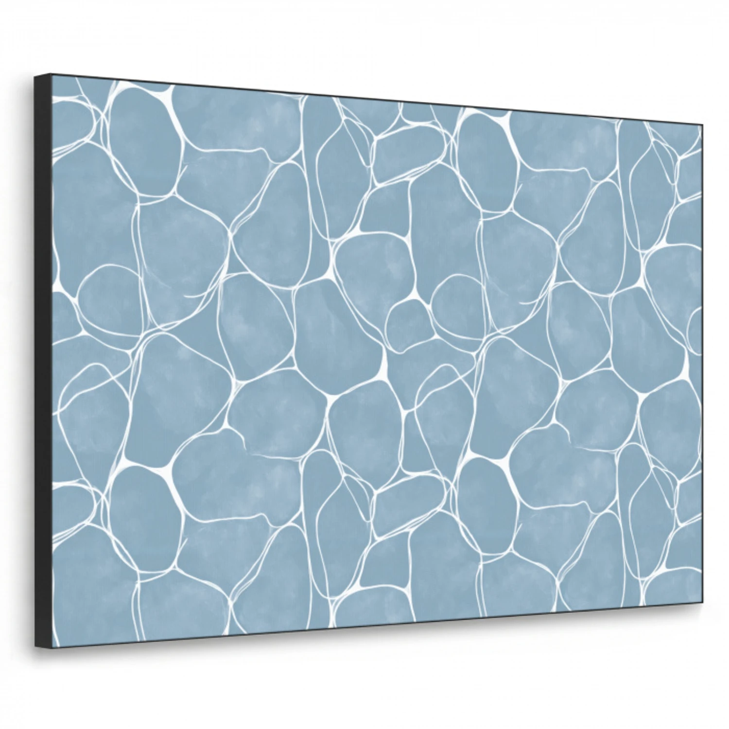 Organisch - Patroon - Blauw Textielframe zwart klein 947 -3d