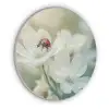 Lieveheersbeestje - Bloemen - Wit Akoestische PET Vilt - Rond klein -3d