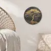 Boom - Schilderij - Goud - Abstract Akoestische PET Vilt - Rond klein -sfeer4