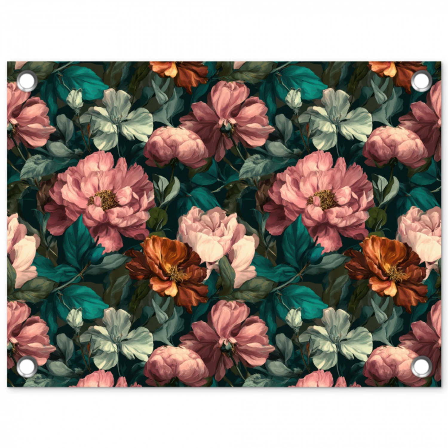 Bloemen - Schilderachtig - Patroon - Roze tuinposter los doek klein 239 -3d