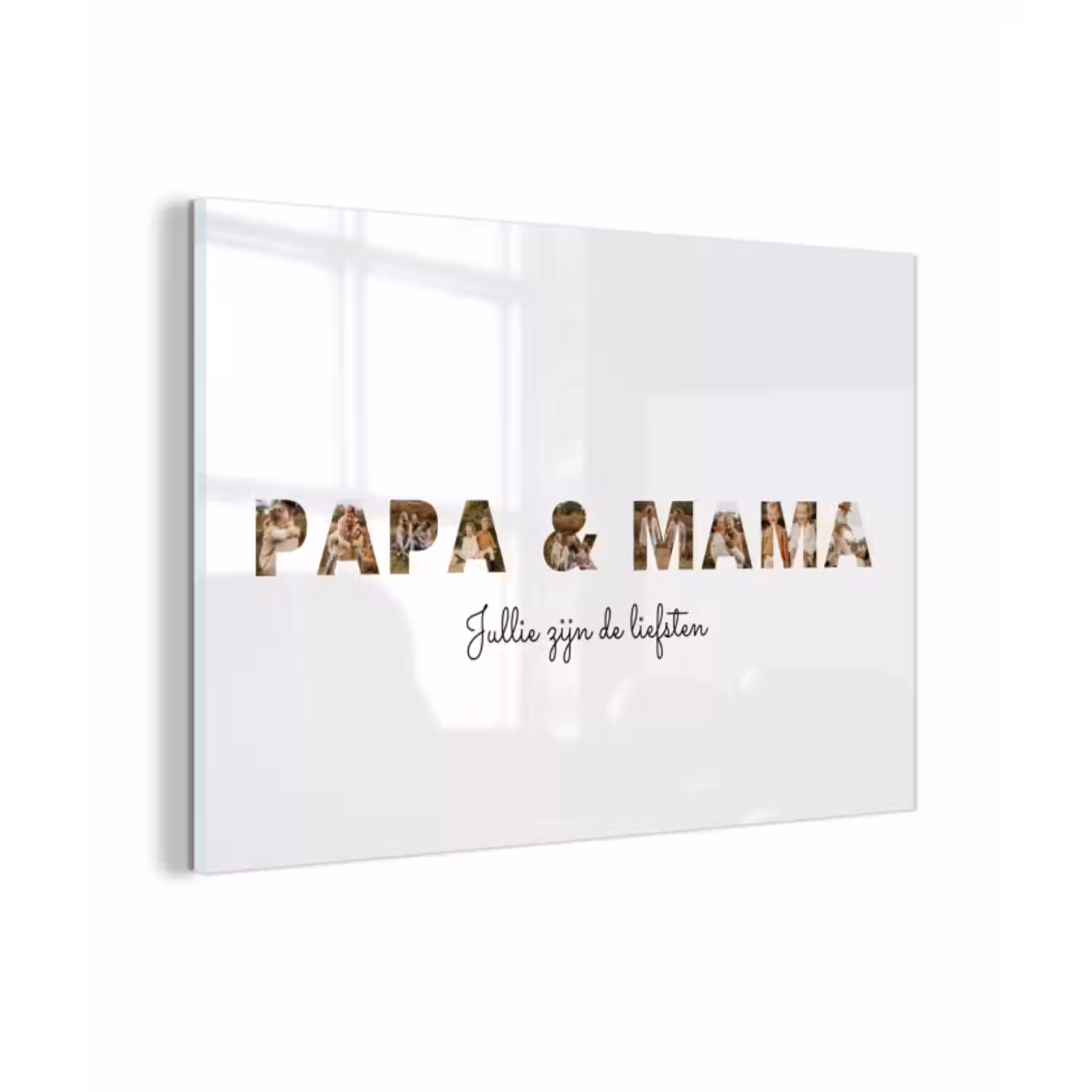 Gepersonaliseerd glas schilderij - Papa & Mama - Lettercollage