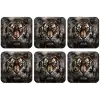Tijger - Dieren - Portret - Luxe - Zwart onderzetter kurk middel -zkaufland3dotto