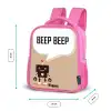 Donkerbruine robot met een tekst Kinderrugzak - Roze middel -productfoto_formaten