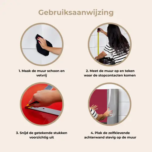 Rood - Effen kleur keuken achterwand 2 middel 871 -gebruiksaanwijzing_NL