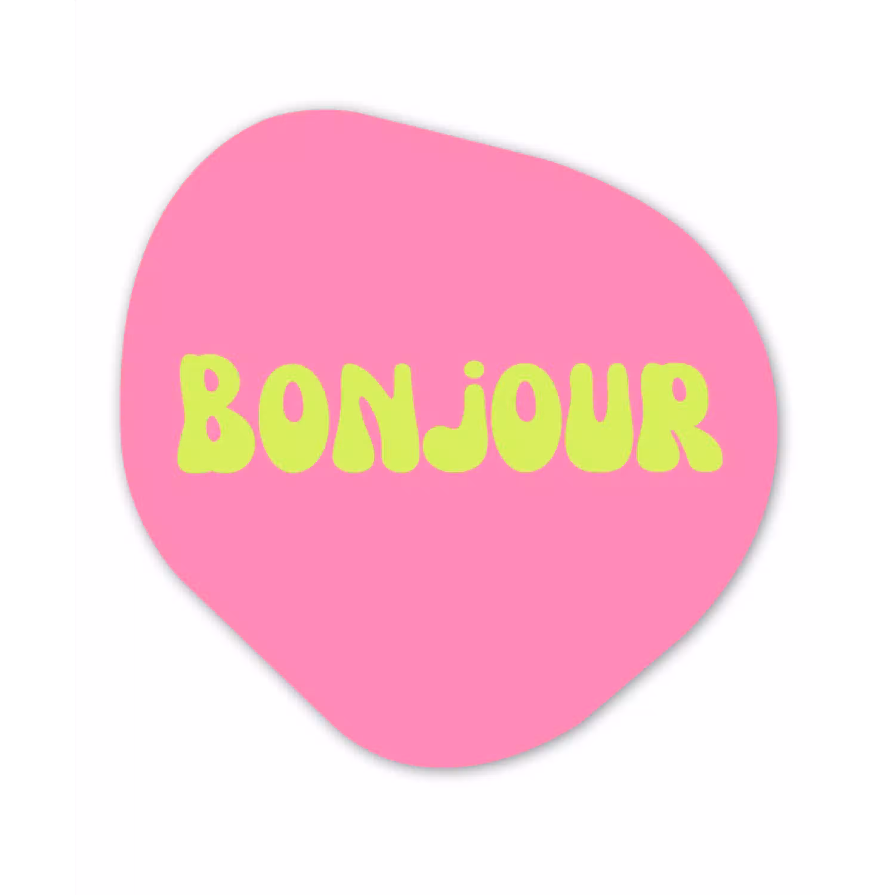 Roze - Groene  - Bonjour - Organisch Wandcirkel Organisch Forex 3mm klein -3d