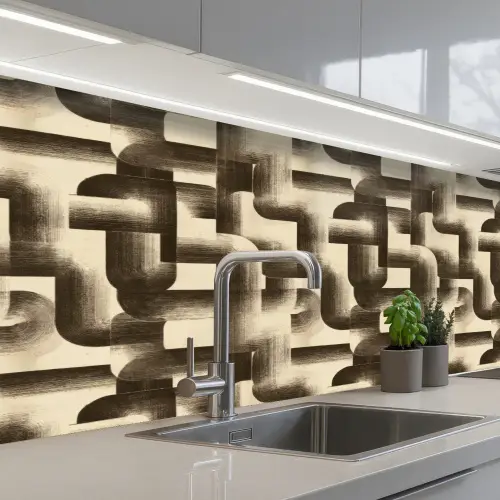 Abstract - Retro - Zwart keuken achterwand 2 middel 871 -3d_schuin