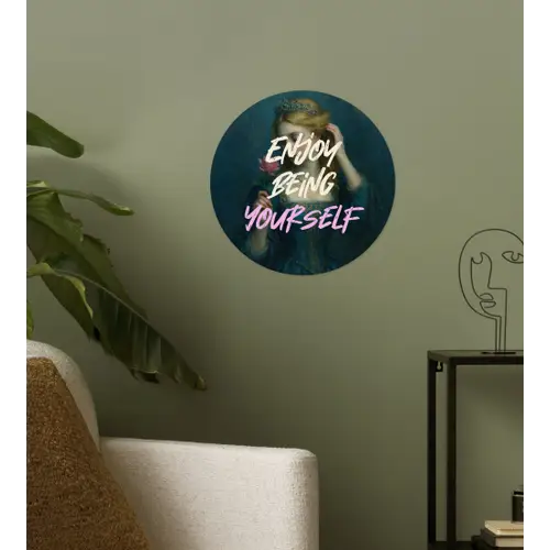 Vrouw - Roos - Quote Wandcirkel behangsticker klein -sfeer2
