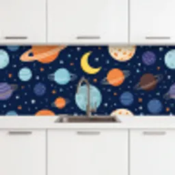 Ruimte - Planeten - Kleurrijk keuken achterwand 2 middel -3d