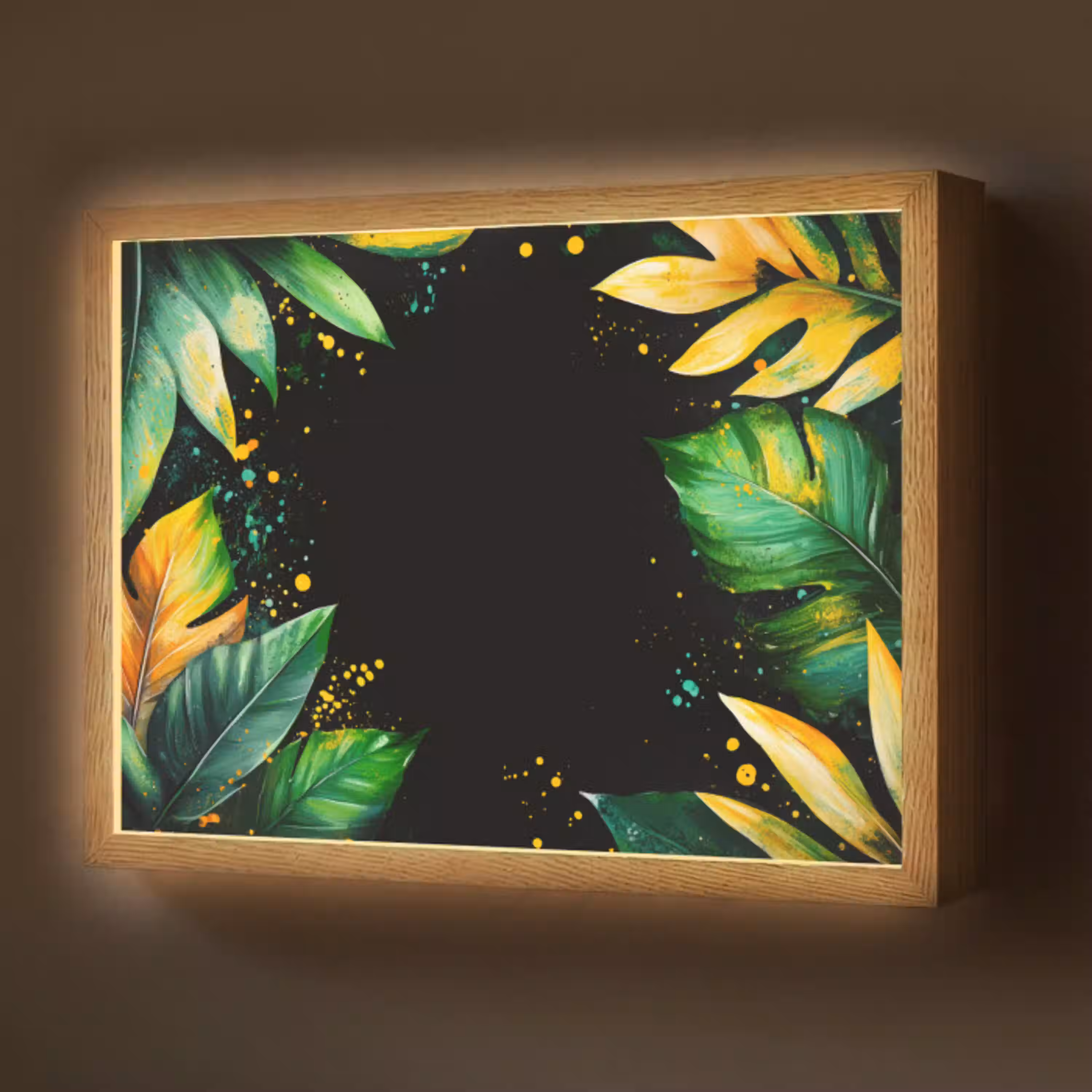 Bladeren - Groen - Geel - Verf - Jungle Light Box met batterij (Wandlamp) middel -z3d_website