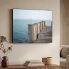 Houten steiger - Helderblauwe lucht Textielframe - compleet frame klein -sfeer3