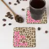 Tekst - Be cool or leave - Roze - Giraffenprint onderzetter kurk middel -sfeer2