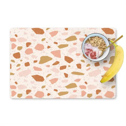 Terrazzo -  Patroon - Kleurrijk - Zalm Placemat vinyl groot 368 -zzzproduct_Kitchenyeah-website