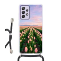 Tulpen - Landschap - Roze Hoesje Samsung Galaxy A52 5G met koord klein -3d