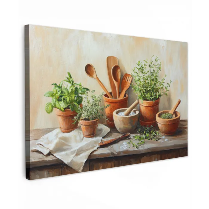 Potten - Kruiden - Hout canvas 2cm klein -z3d