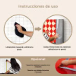 Golvend patroon - Retro - Rood - Beige keuken achterwand spatscherm klein 900 -gebruiksaanwijzing_ES