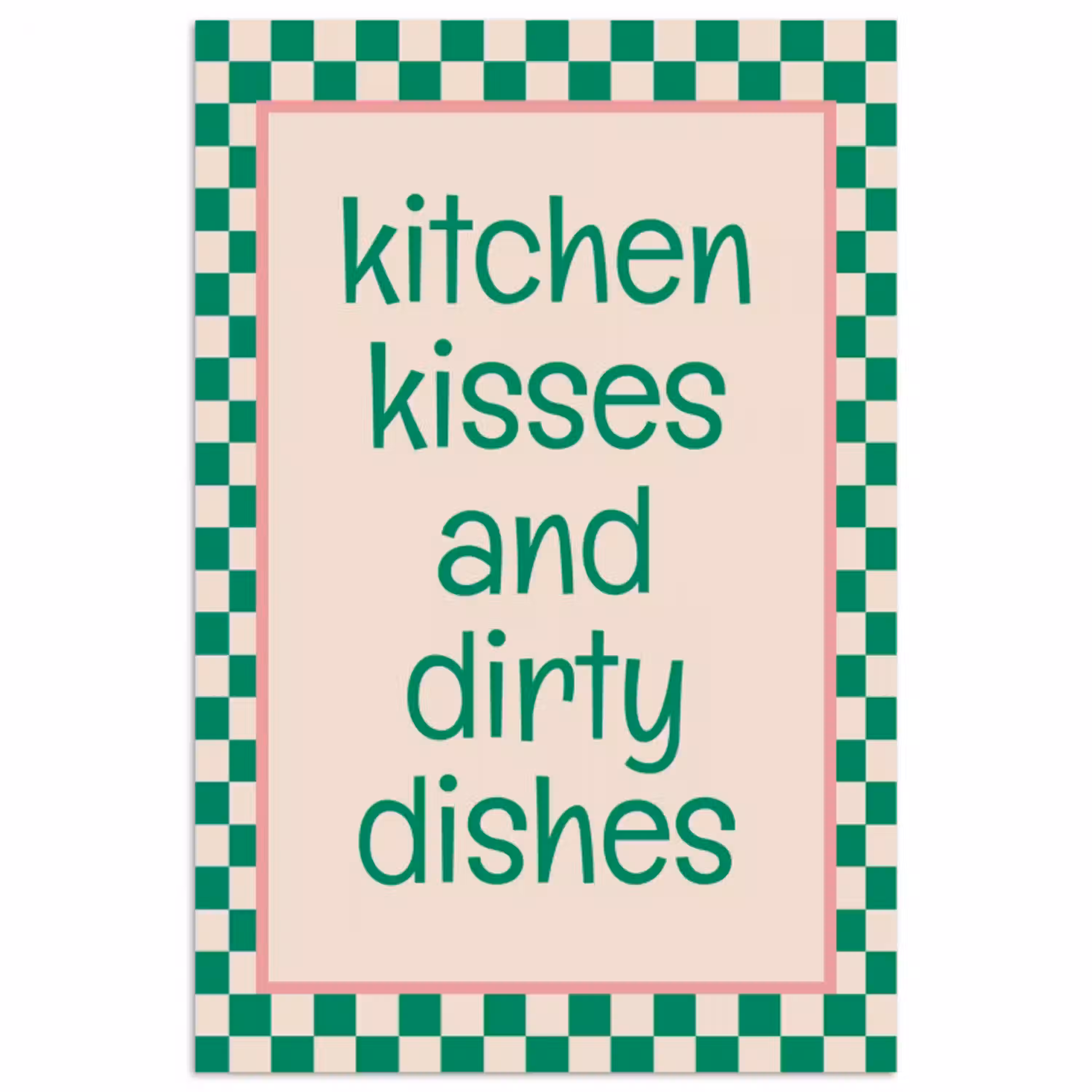 Quote - Groen - Geblokt - Keuken poster papier klein -3d