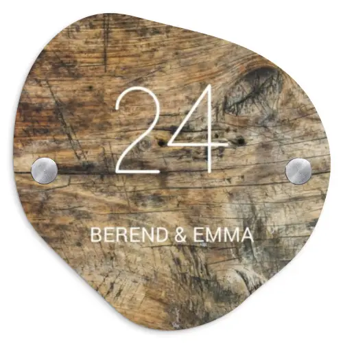 Verweerd hout - Klassiek Naambord Organisch middel -3d