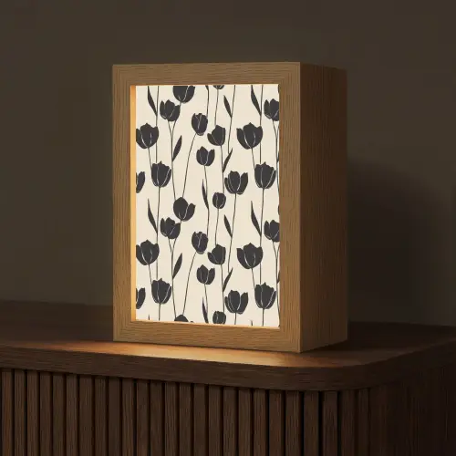 Tulpen - Patroon - Zwart Light Box met kabel (Tafellamp) klein 925 -z3d_website