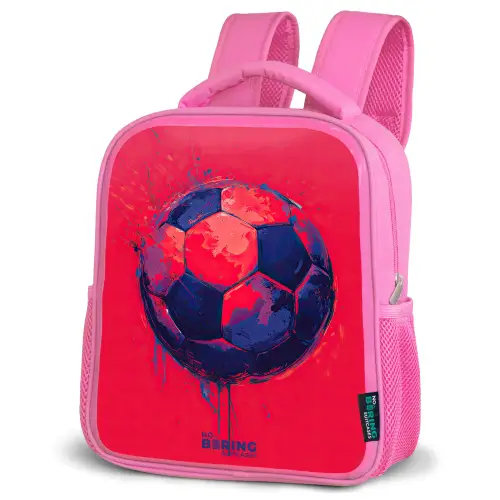 Voetbal - Verf - Blauw - Rood Kinderrugzak - Roze middel -schuin