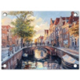 Brug - Stad - Huizen - Boot tuinposter los doek klein -3d