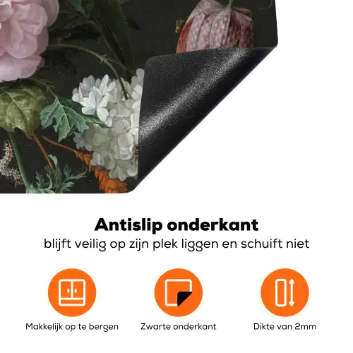 Stilleven met bloemen in een glazen vaas - Schilderij van Jan Davidsz. de Heem Inductie beschermer vinyl 3mm klein -zzzzzzz-td-onderkant