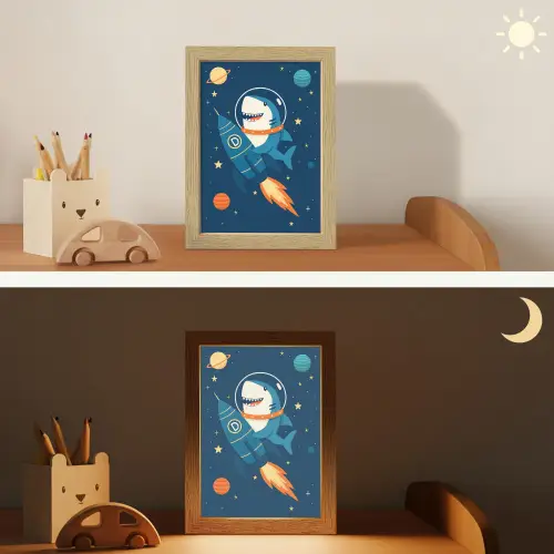 Raket - Haai - Ruimte Light Box met kabel klein -sfeer3_kind