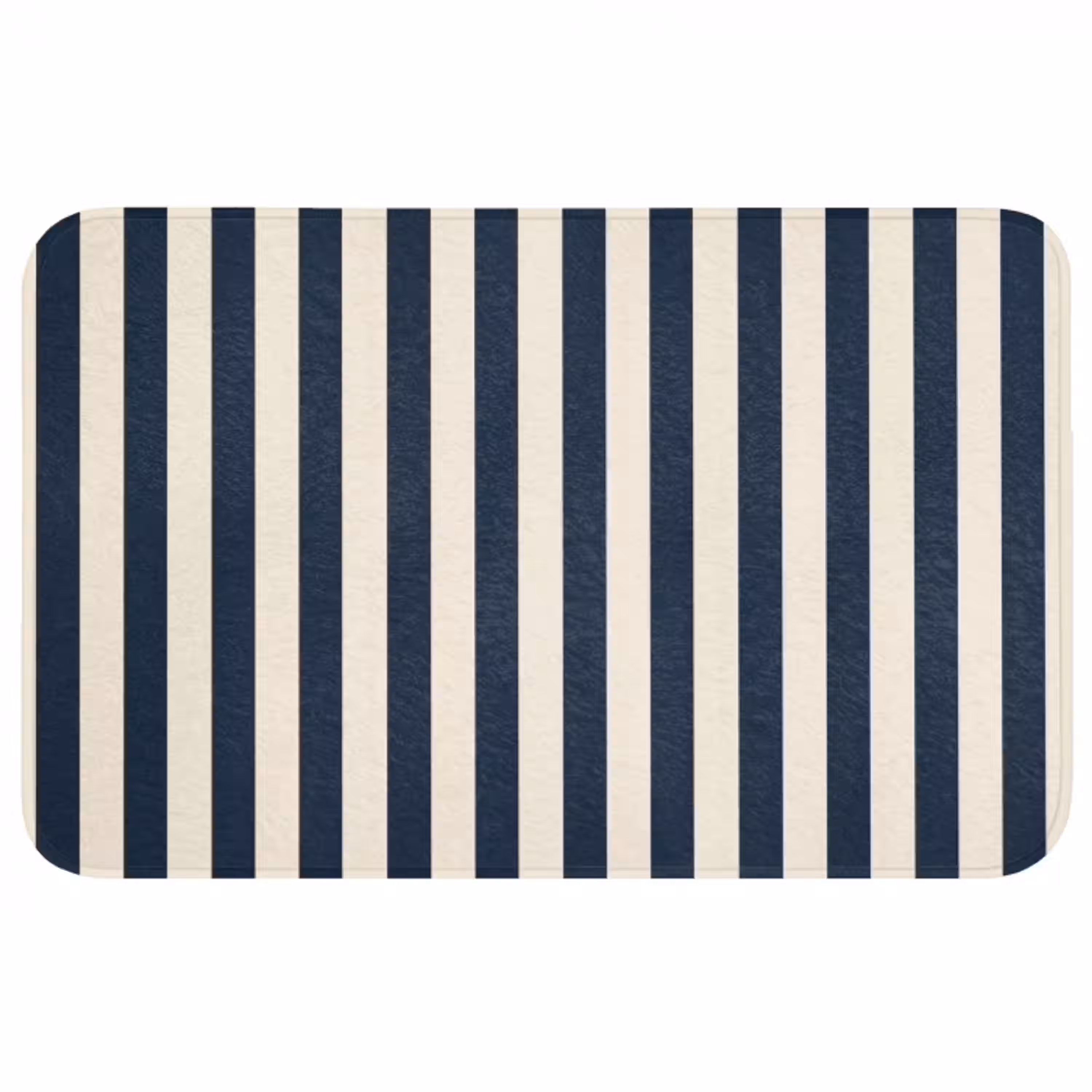 Verticale strepen - Blauw - Crème WCmat middel 1009 -3d