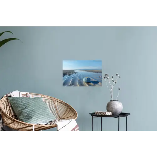 Strand - Schild - Water - Blauw Muursticker klein -plant