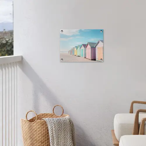 Strandhuisjes - Kleurrijk - Zee tuinposter los doek klein -sfeer8