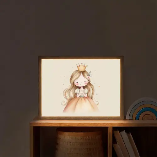 Prinses - Kroon - Goud Light Box met batterij (Wandlamp kind) middel -sfeer1_kind